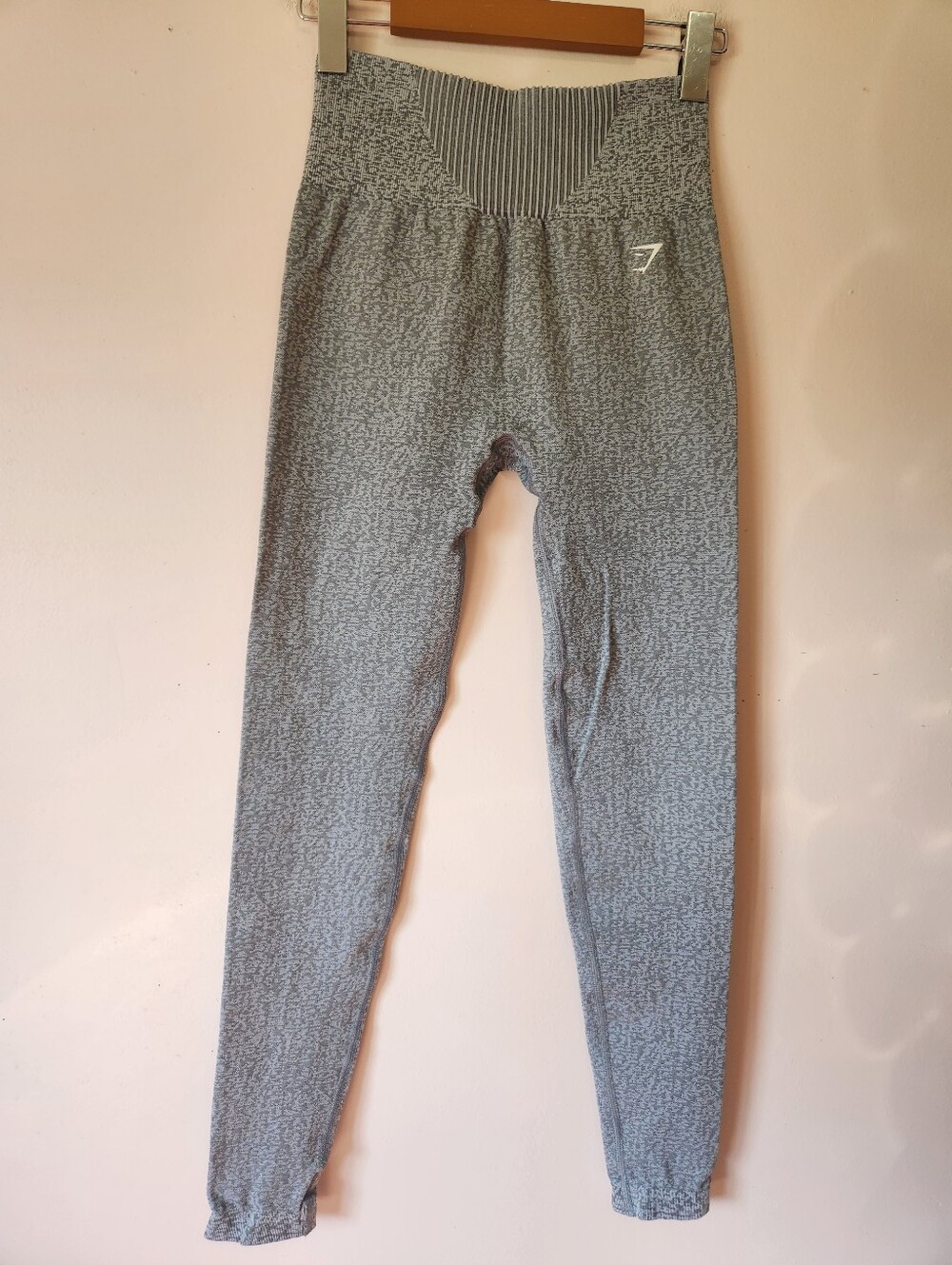 GYMSHARK High Waisted Marl Seamless Leggings Light Grey Athleisure Gorpcore Smal